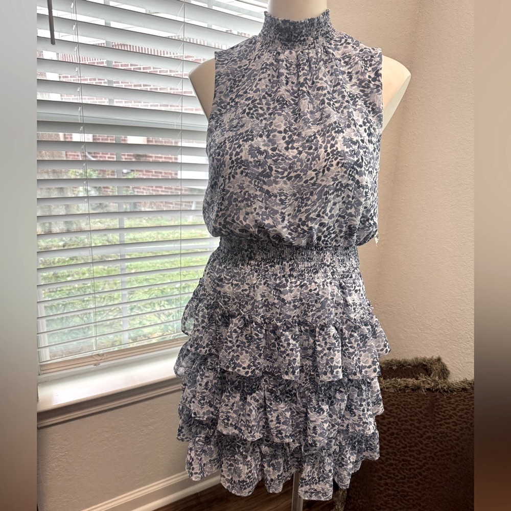 1. State White and Blue Tiered Halter Sundress